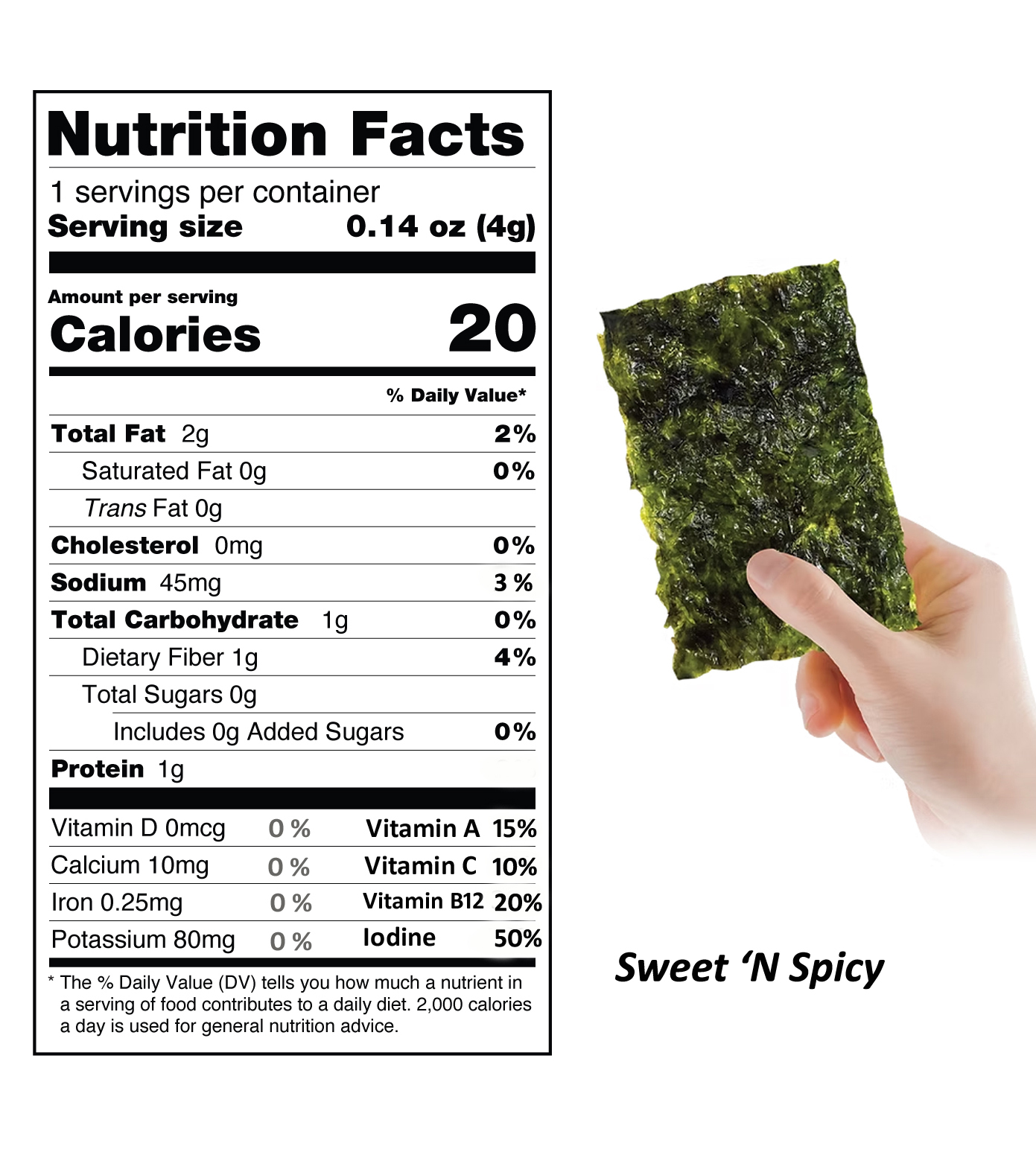 seaweed sheet sweet spicy nutrition facts