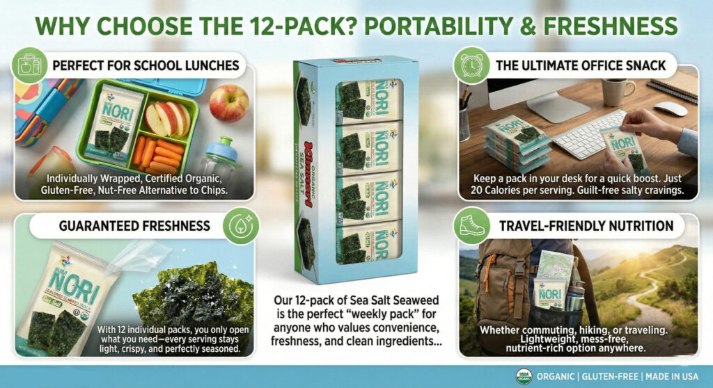 Healthy Low Calorie Gluten Free Seaweed Sheets for Kids Lunchbox Office snack Traveling