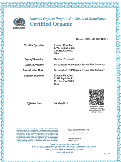 Food manufacturing certificate